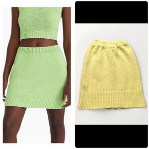 Paloma Wool Knit Cotton Merino Wool Baby Alpaca Mini Skirt Sz M Soft Yellow Y2K